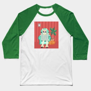 Alpaca and Cat Cosy Reading Staycation Baseball T-Shirt